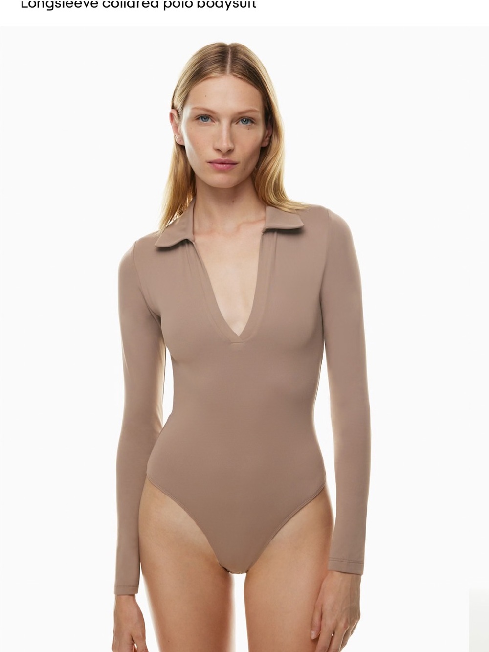 Aritzia Babaton taupe long sleeve one piece